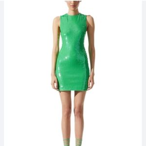 NWT Alice + Olivia Green Sequin Mini Dress